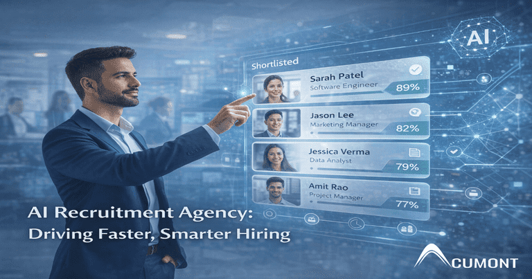 AI recruitment agency using artificial intelligence to shortlist candidates for faster and smarter hiring.
